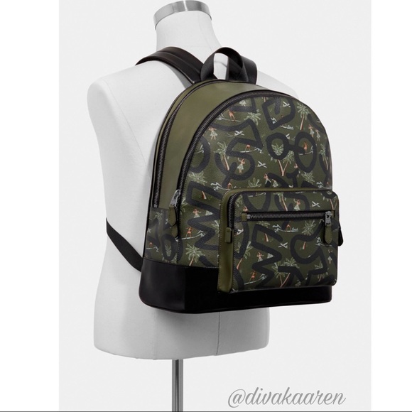 COACH Keith Haring West Backpack, Blue - Picture 3 of 4